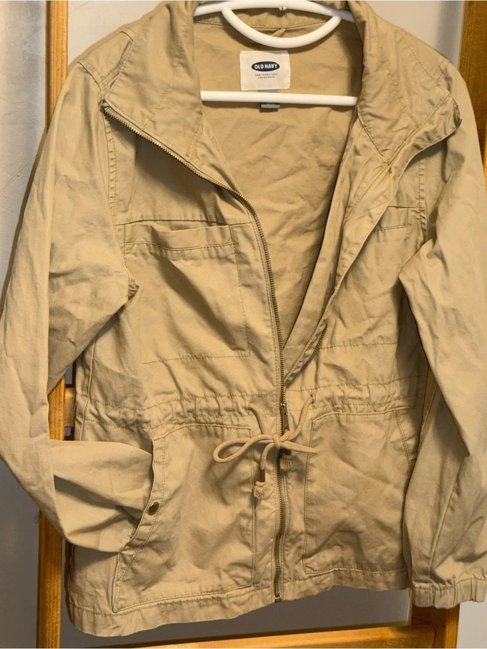 Old Navy Beige Drawstring Utility Jacket - Picture 8 of 12